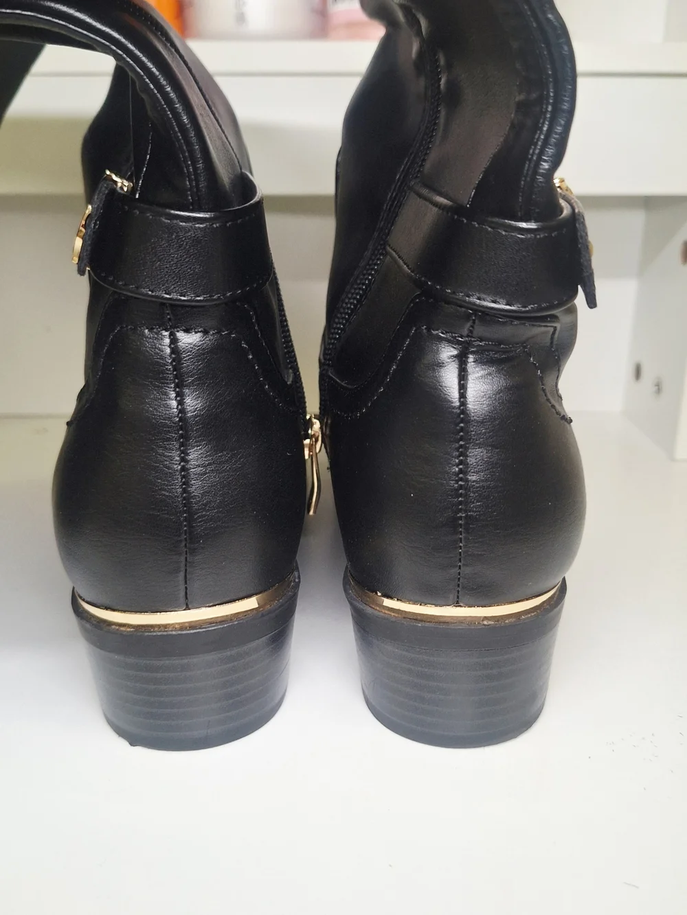 Liz Claiborne Black Over-the-Knee Boots with Gold Accents